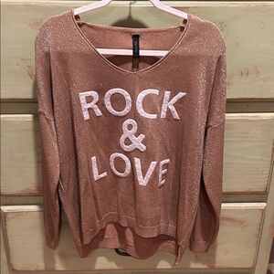 Venti 6 NWT Women's Rock & Love Sweater-Sparkly Champagne Color Size S